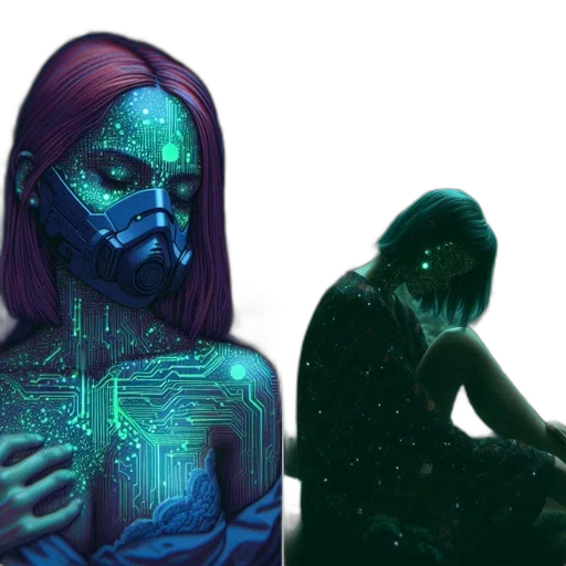 mask, creature, concept art, cyberpunk transparent PNG cut-out
