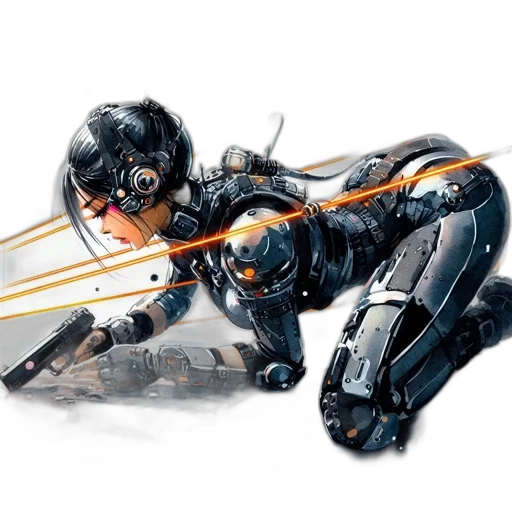 robot, weapon, concept art, cyberpunk transparent PNG cut-out