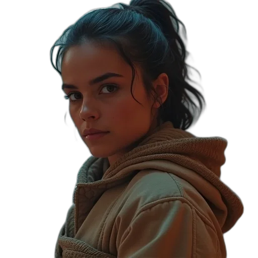 jacket, face, weapon, hair transparent PNG cut-out