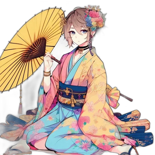 staff, umbrella, flower, dress transparent PNG cut-out