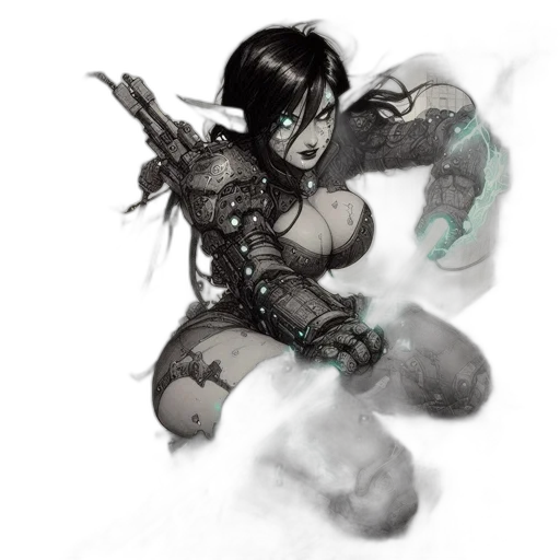 weapon, robot, staff, fantasy art transparent PNG cut-out