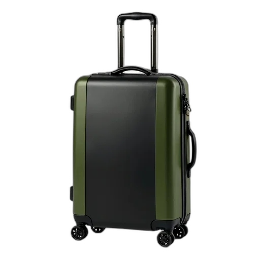 black, green, wheeled, suitcase transparent PNG cut-out