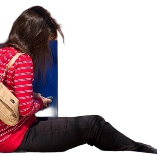 woman, red, striped, shirt transparent PNG cut-out