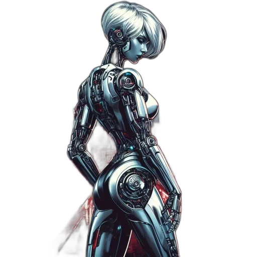 robot, dress, weapon, cyberpunk transparent PNG cut-out