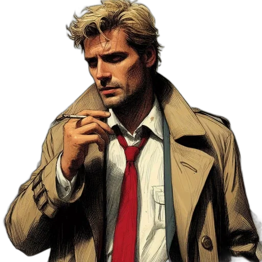 jacket, face, comic book art, concept art transparent PNG cut-out