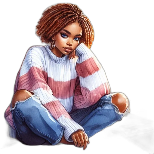 jacket, face, hair, watercolor transparent PNG cut-out