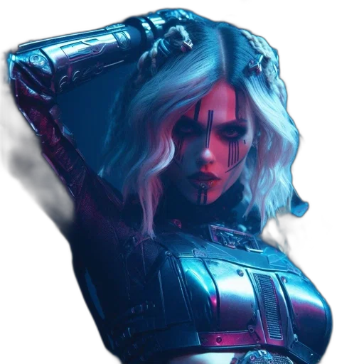 robot, jacket, face, hair transparent PNG cut-out