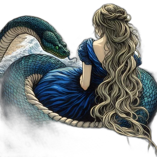 dragon, hair, dress, fantasy art transparent PNG cut-out