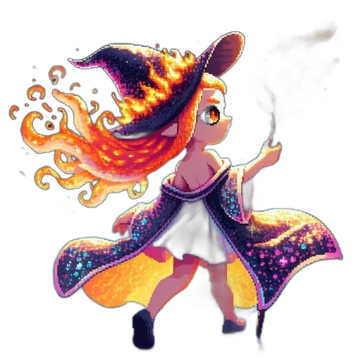 dress, dragon, staff, creature transparent PNG cut-out