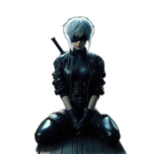 robot, jacket, weapon, staff transparent PNG cut-out