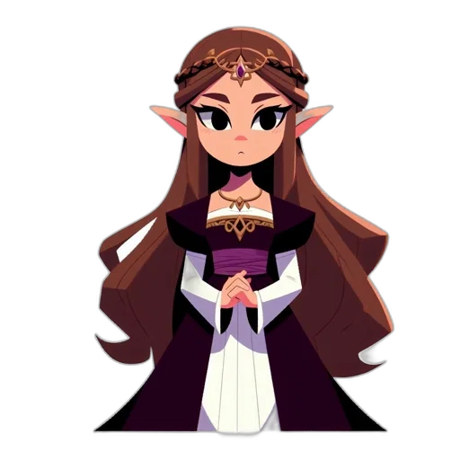 dress, staff, crown, pixel art transparent PNG cut-out