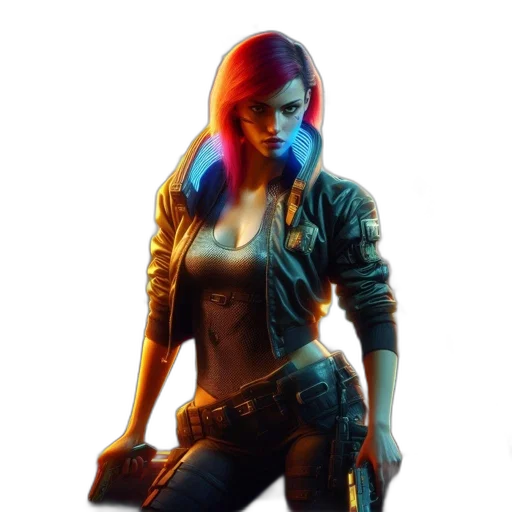 jacket, weapon, concept art, cyberpunk transparent PNG cut-out