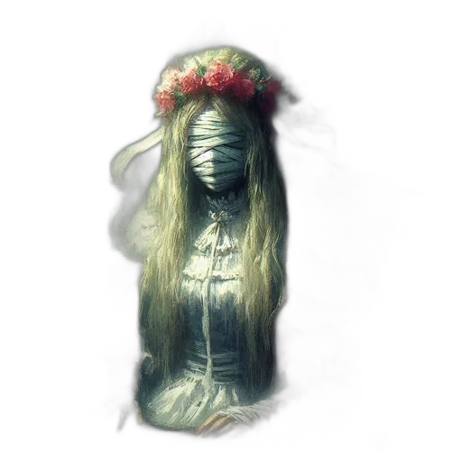 mask, dress, hair, creature transparent PNG cut-out