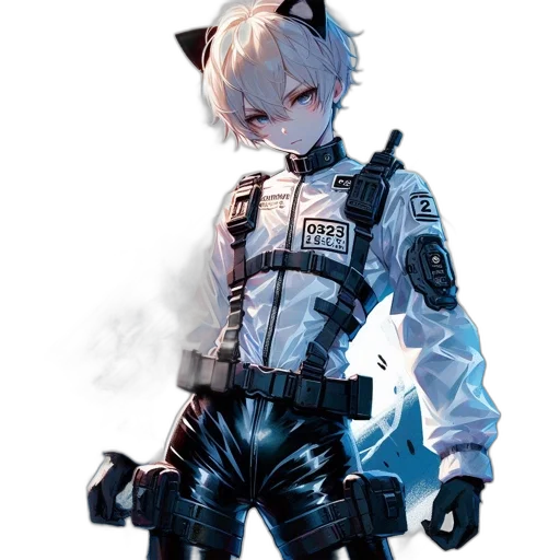 robot, jacket, staff, weapon transparent PNG cut-out