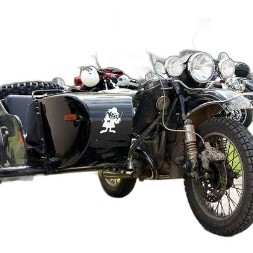 car, black, motorcycle, sidecar transparent PNG cut-out