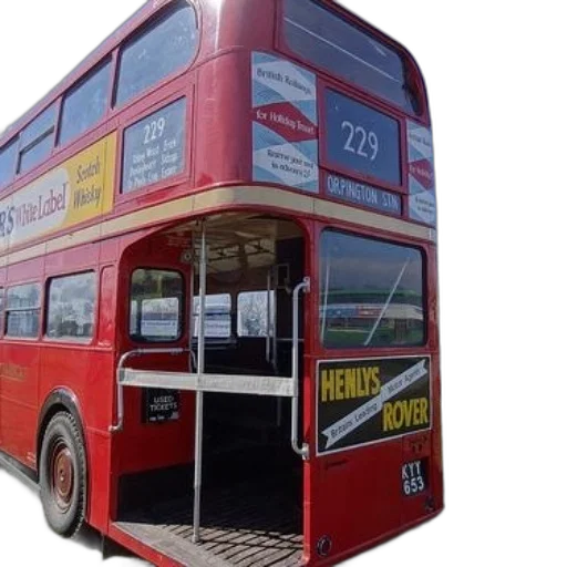 vintage, red, double-decker, bus transparent PNG cut-out