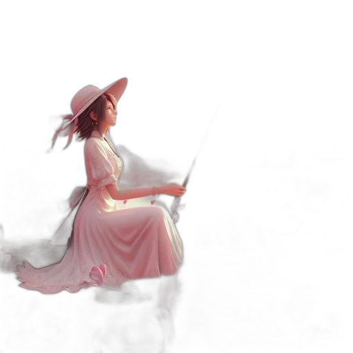 dress, staff, hat, umbrella transparent PNG cut-out