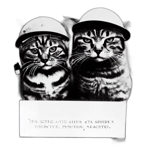 hat, two, cats, wear transparent PNG cut-out