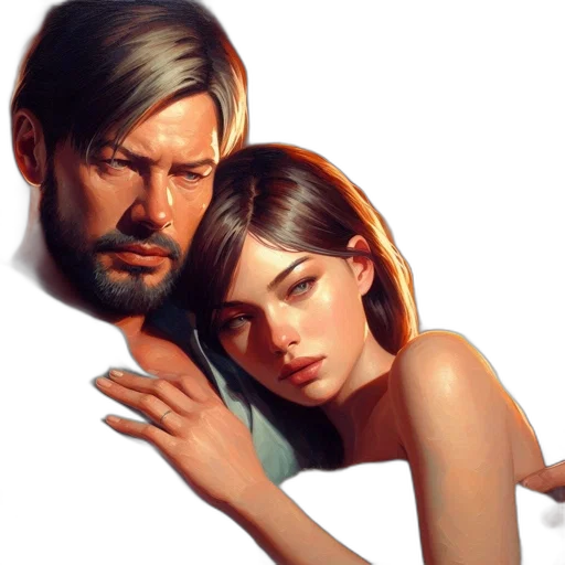 concept art, comic book art, photorealistic, oil painting transparent PNG cut-out