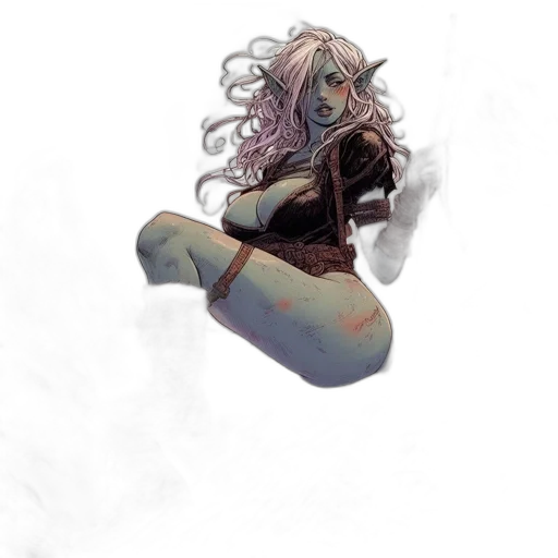 creature, hair, dress, weapon transparent PNG cut-out