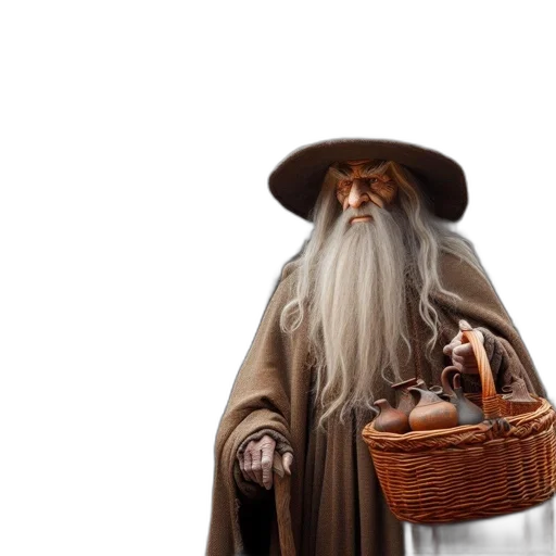 hat, staff, 3d render, fantasy art transparent PNG cut-out