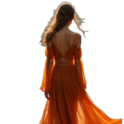 dress, jewelry, hair, staff transparent PNG cut-out