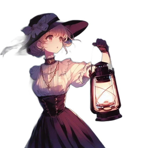 bottle, dress, staff, hat transparent PNG cut-out