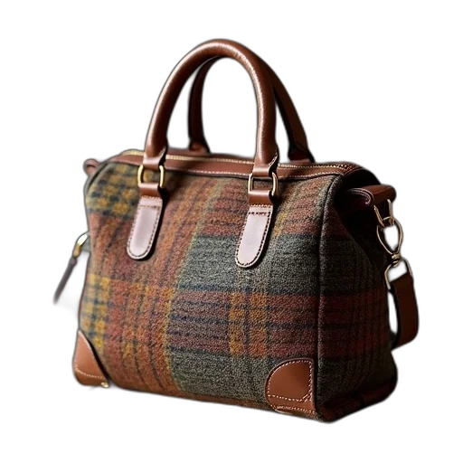 earth tones, tweed, bag, latest transparent PNG cut-out