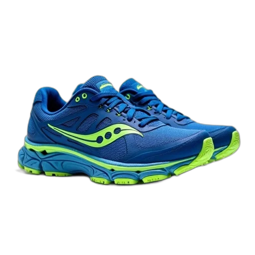shoes, pair, blue, green transparent PNG cut-out