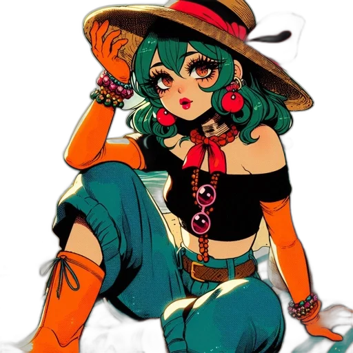 hat, mask, staff, flower transparent PNG cut-out
