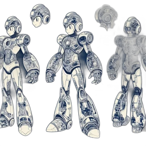 robot, concept art, comic book art, 3d render transparent PNG cut-out