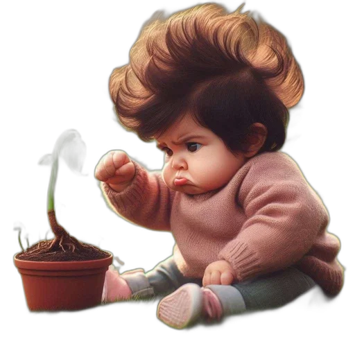 hair, food, photorealistic, child transparent PNG cut-out