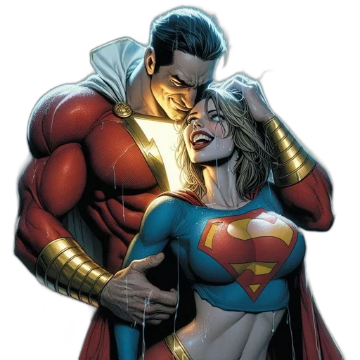 comic book art, concept art, two, superheroes transparent PNG cut-out