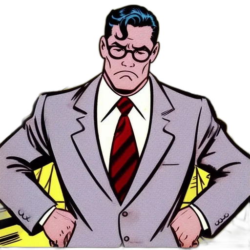 jacket, staff, comic book art, cartoon transparent PNG cut-out