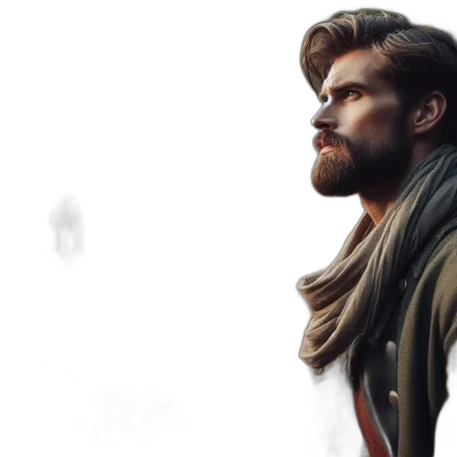 jacket, face, hair, sword transparent PNG cut-out