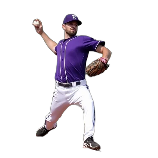 baseball, player, purple, uniform transparent PNG cut-out