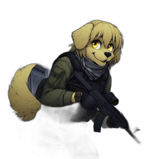 jacket, staff, animal, weapon transparent PNG cut-out