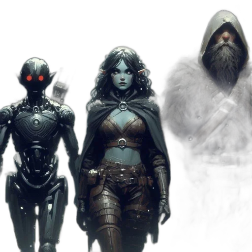 concept art, fantasy art, comic book art, cyberpunk transparent PNG cut-out