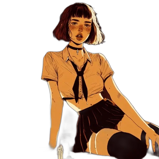 dress, jacket, creature, staff transparent PNG cut-out
