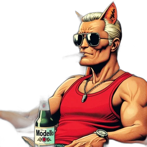 bottle, jacket, animal, comic book art transparent PNG cut-out