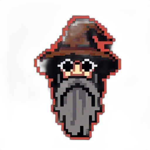 hat, staff, creature, pixel art transparent PNG cut-out