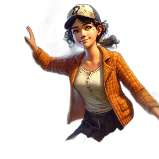 jacket, hat, staff, weapon transparent PNG cut-out