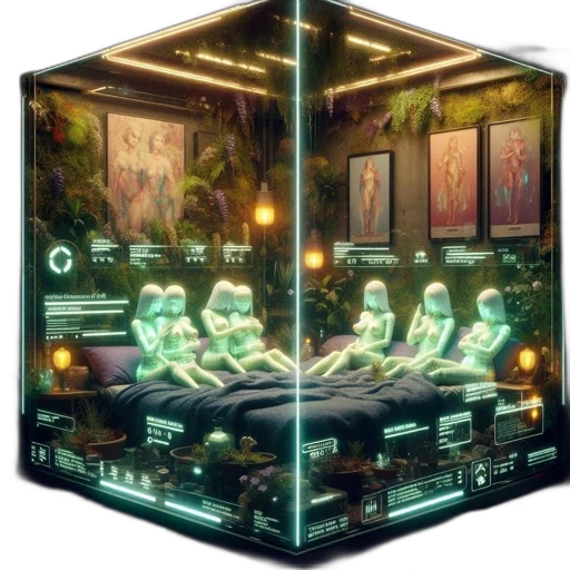 furniture, concept art, cyberpunk, 3d render transparent PNG cut-out