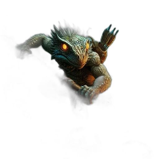 dragon, creature, animal, staff transparent PNG cut-out