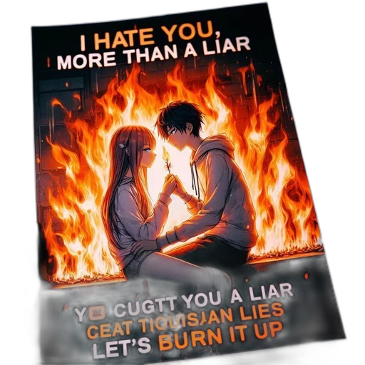 anime, concept art, fire, printed transparent PNG cut-out
