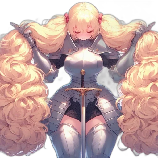 sword, crown, hair, dress transparent PNG cut-out