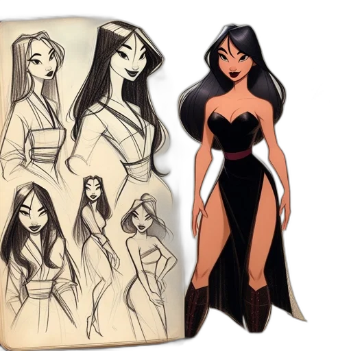 dress, concept art, comic book art, cartoon transparent PNG cut-out