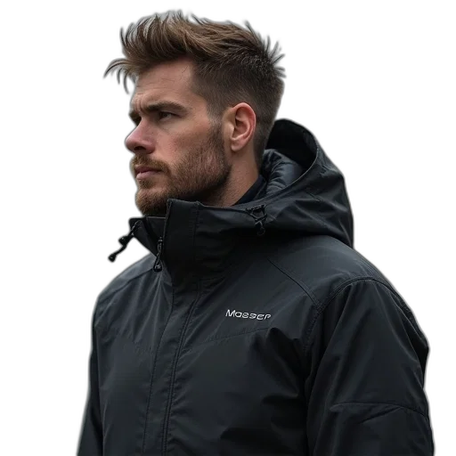 jacket, staff, cyberpunk, 3d render transparent PNG cut-out