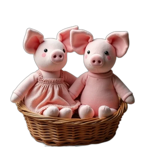 3d render, photorealistic, two, stuffed transparent PNG cut-out