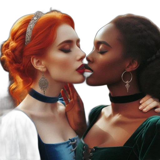 concept art, two, women, likely transparent PNG cut-out